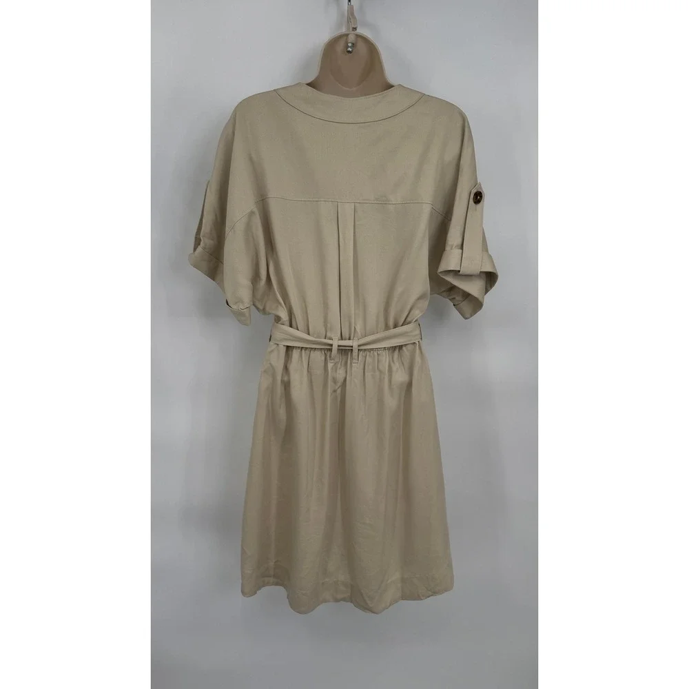 Scotch & Soda Utility Button Front Dress Womens S Khaki Tan Tencel Belt Pockets - Picture 3 of 13